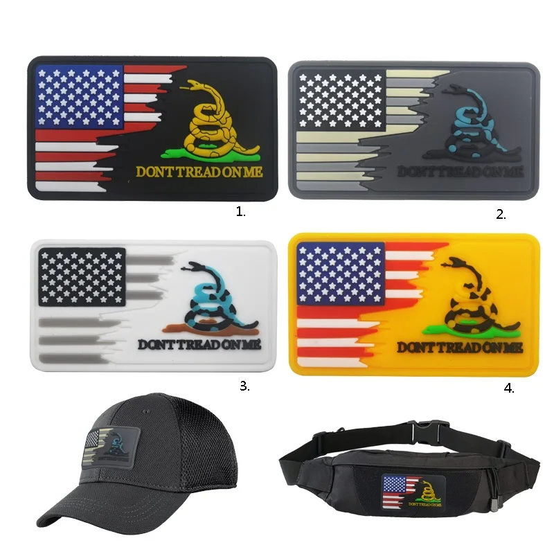 

AMERICAN USA FLAG DON'T DONT TREAD ON ME SNAKE American Flag Crossover Patch Patriotic Patch Tactical morale patch Badge