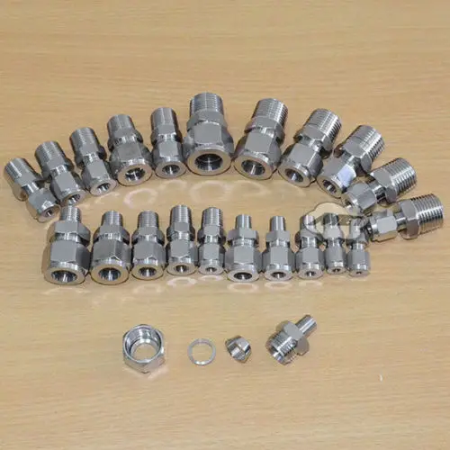 

NPT Male 1/4"-1/2" Compression Pipe Fitting Tube Connector Double Ferrule SS 304