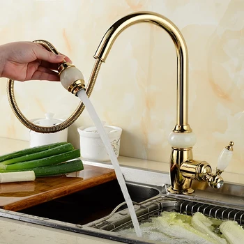 4 Styles Kitchen pull out faucet gold brass with jade cold and hot mixer tap Sink faucet washing basin faucet 360 rotating
4 Styles Kitchen pull out faucet gold brass with jade cold and hot mixer tap Sink faucet washing basin faucet 360 rotating