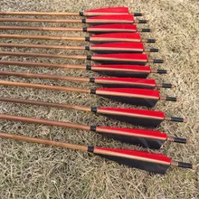 6 шт./лот 32 дюйма традиционные бамбуковые стрелы ручной работы для охоты