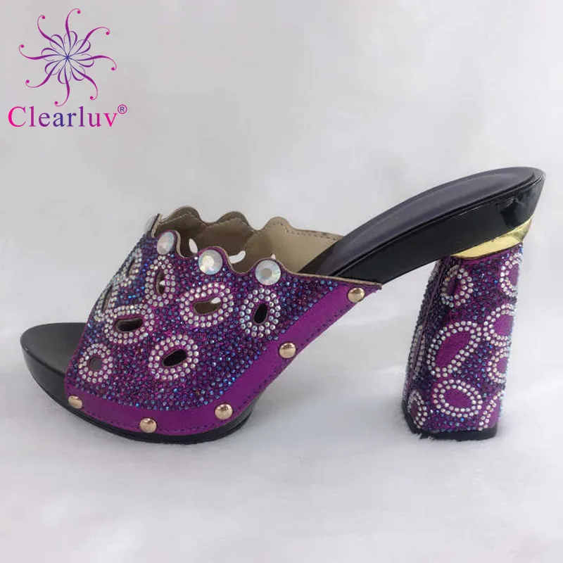 

Purpl Color New Fashion Italian Shoes With Matching Bags African High Heel Women Shoes and Bags Set For Party Nigerian Shoe 38