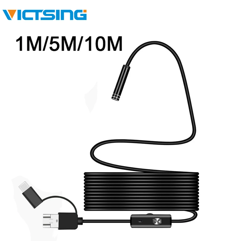 

VicTsing 5m 7mm Endoscope Camera Wifi 3-in-1 Android Type-C USB Borescope 6 LED Snake Camera For Mac OS Windows Car Repair Tools