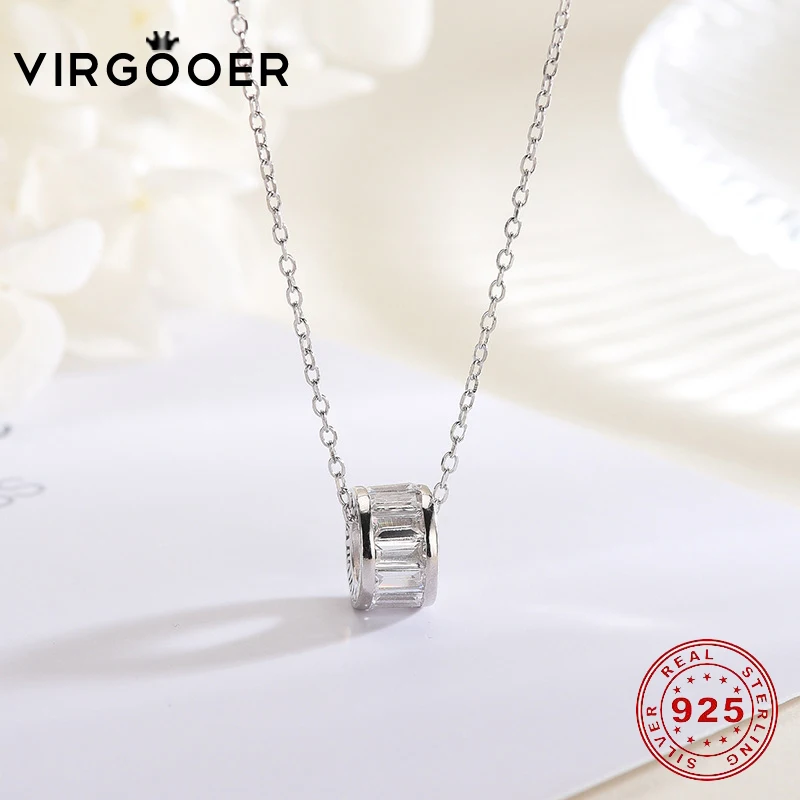 

Virgooer 925 Sterling Silver Roman Numeral Crystal Necklace Pendants For Women Luxury Female Clavicle Necklaces Drop Shipping