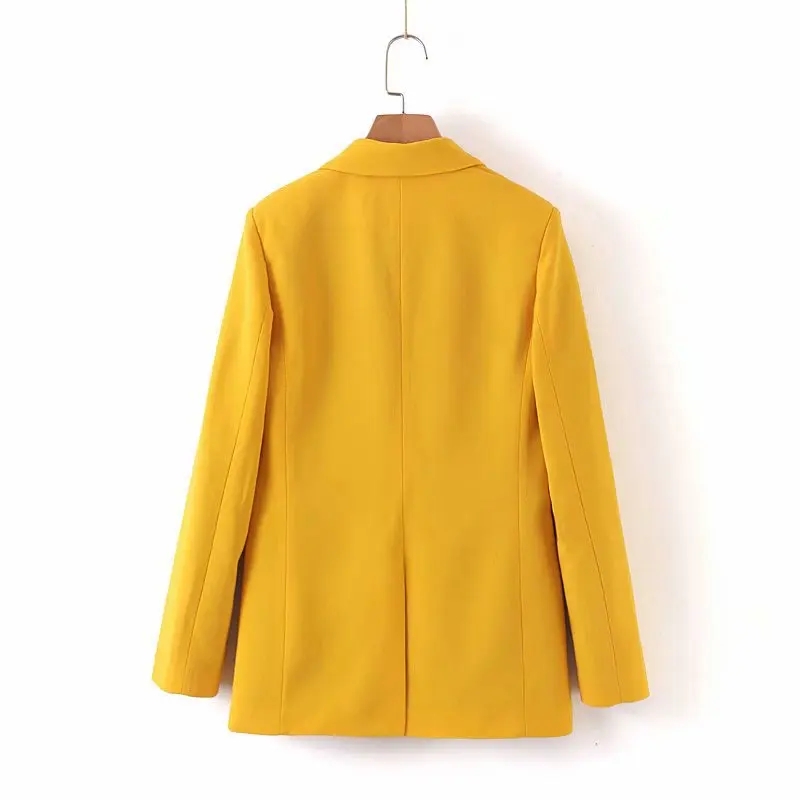2019 Elegant Office Ladies Blazer Women Single Button Long Sleeve Jackets Coat Female Yellow Blazers Feminino Outerwear Tops