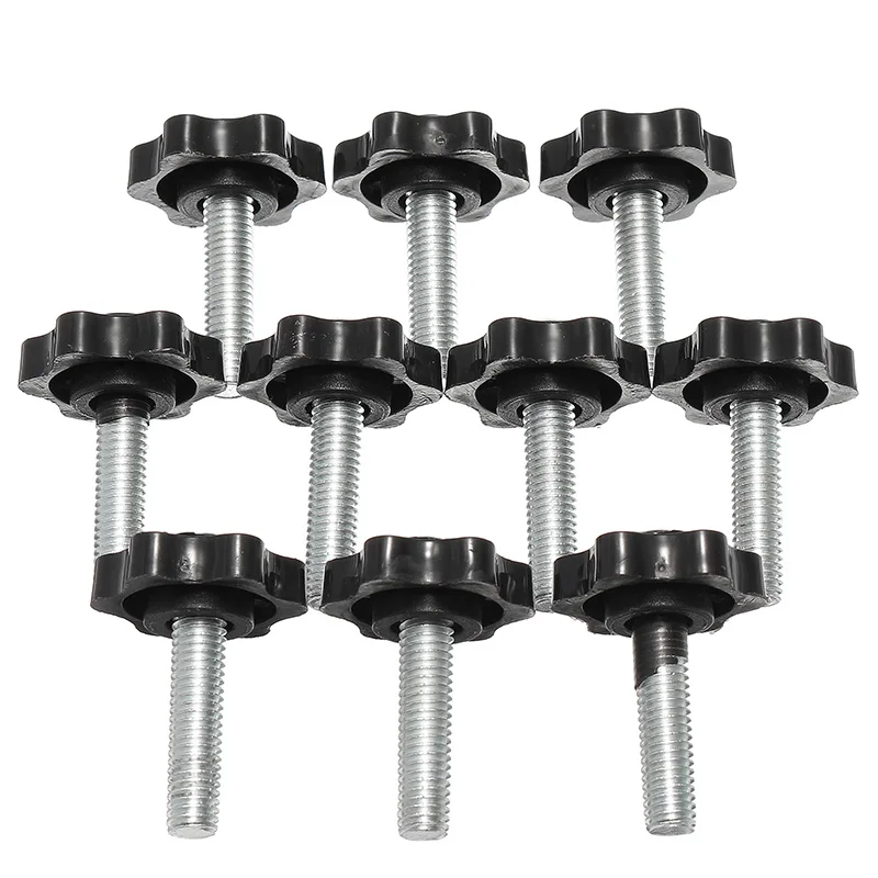 

10Pcs M8 30mm Star Shape Plastic Head Thread Knurled Thumb Tighten Screw Clamping Grip Knob Screw Wood Plum Bolt