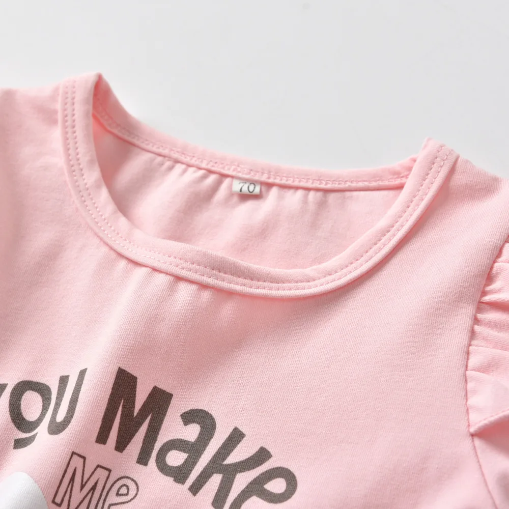 Одежда для младенцев Одежда для новорожденных девочек комплект из 3 предметов, Милый хлопковый комплект одежды для малышей с надписью «You Make Me Smile», футболка+ штаны+ повязка на голову