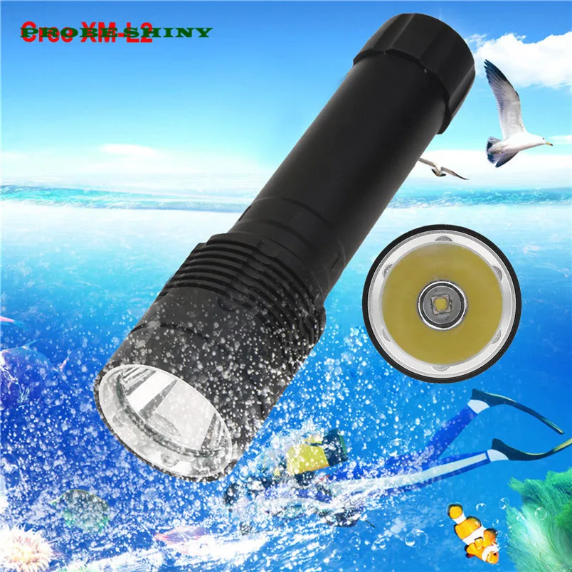

HOT!!! XM-L2 LED Scuba Diving Flashlight Torch 26650 Light Underwater 100m Free Shipping #NN01