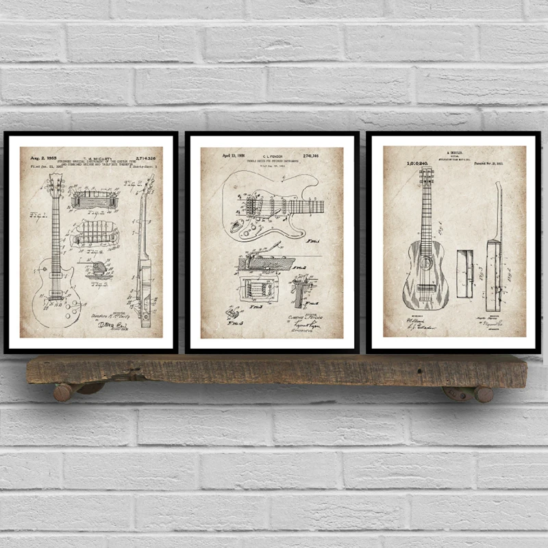 Guitar Patent Poster Wall Art Print