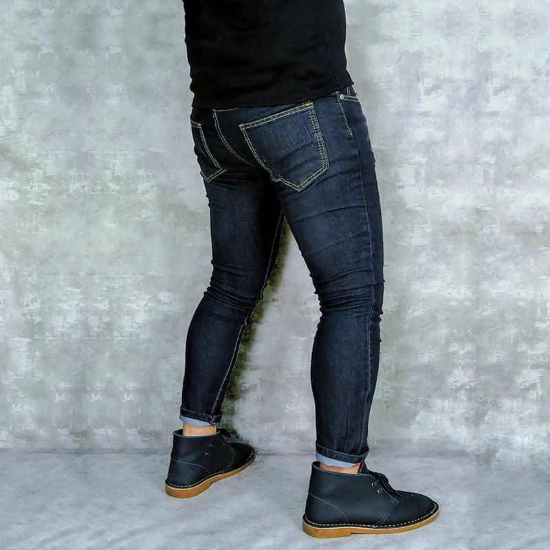 2019 Men Stylish Ripped Jeans Pants Biker Skinny Slim Straight Frayed Denim Trousers New Fashion skinny 5
