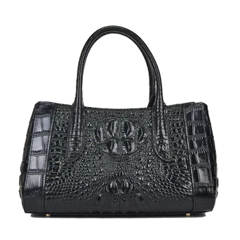 

Oil Wax Cowhide Women Cross Body Tote Handbag Crocodile Pattern Female Shoulder Messenger 100% Genuine Leather Top Handle Bags