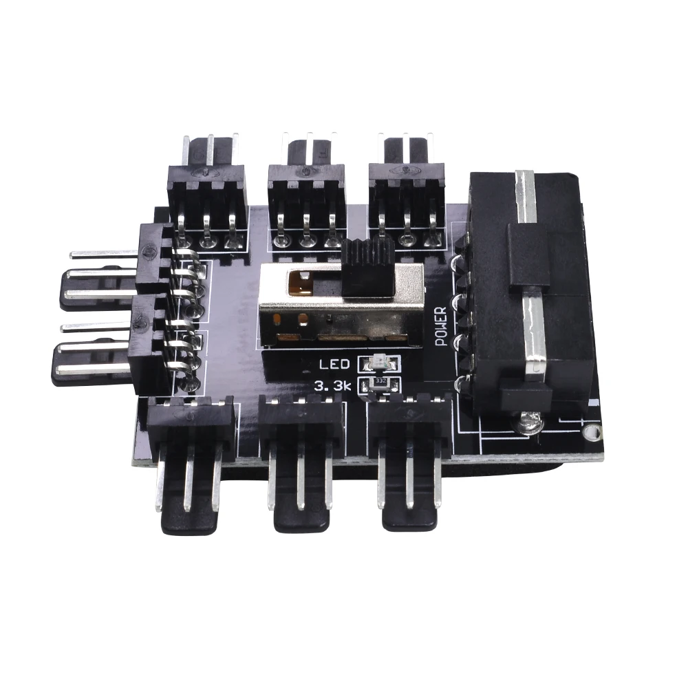 TISHRIC 1 to 8 3Pin 12V Fans Hub Splitter PC Computer Pwm Cable 4Pin Molex Cooler Cooling Speed Controller Adapter For Mining