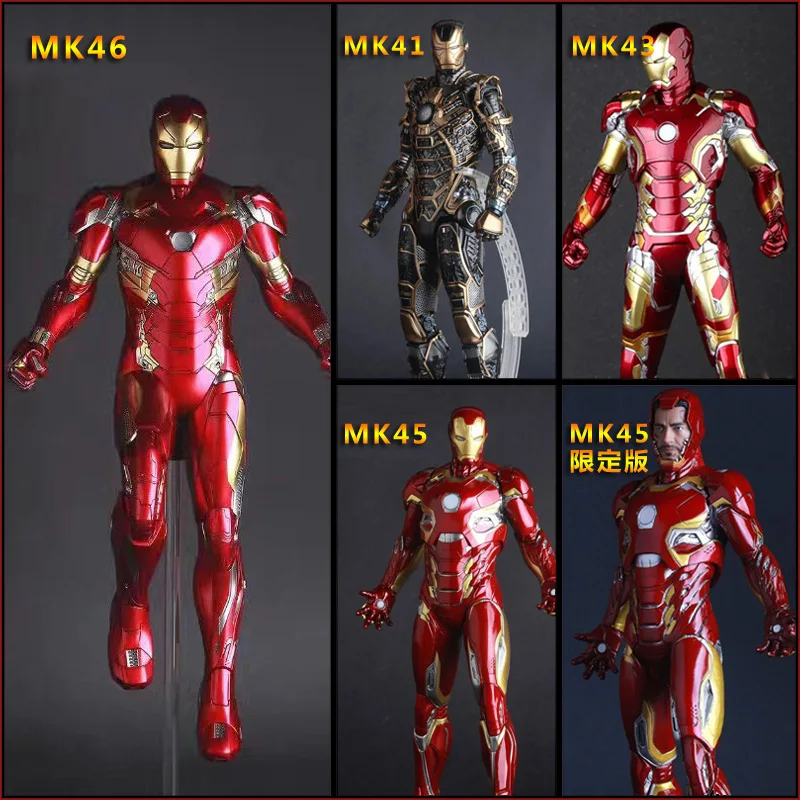 

Crazy Toys Cartoon Avenger alliance Movie Edition toy iron man MK46 flying /MK45/MK41 hand model static stationary box