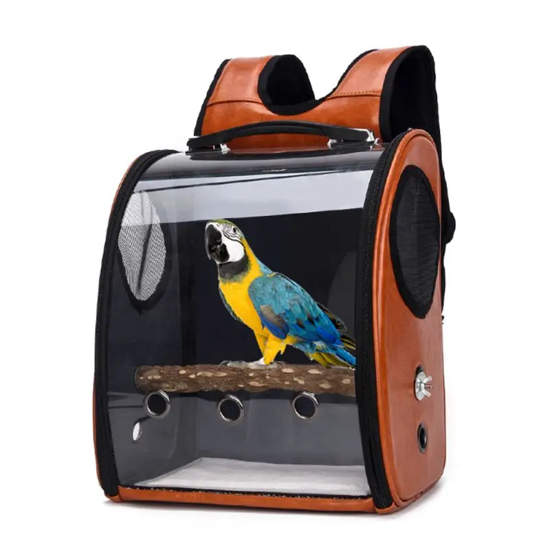 Bird Parrot Carriers Cage Parrot Bag W/ Perch Breathable Space Capsule Backpack 