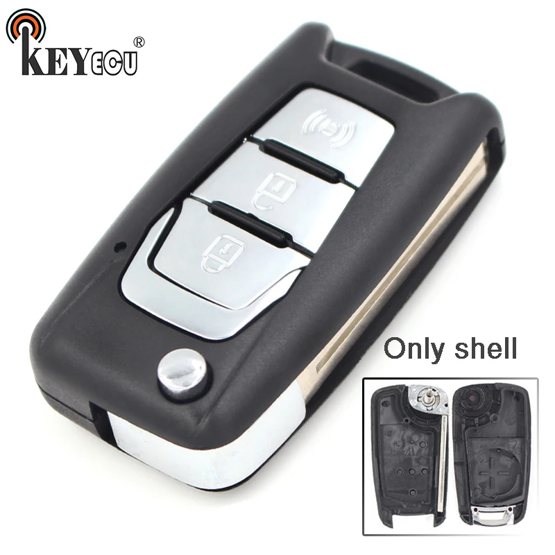 

KEYECU for SsangYong Korando New Actyon C200 Replacement 3 Button Flip Folding Remote Car Key Shell Case Blank