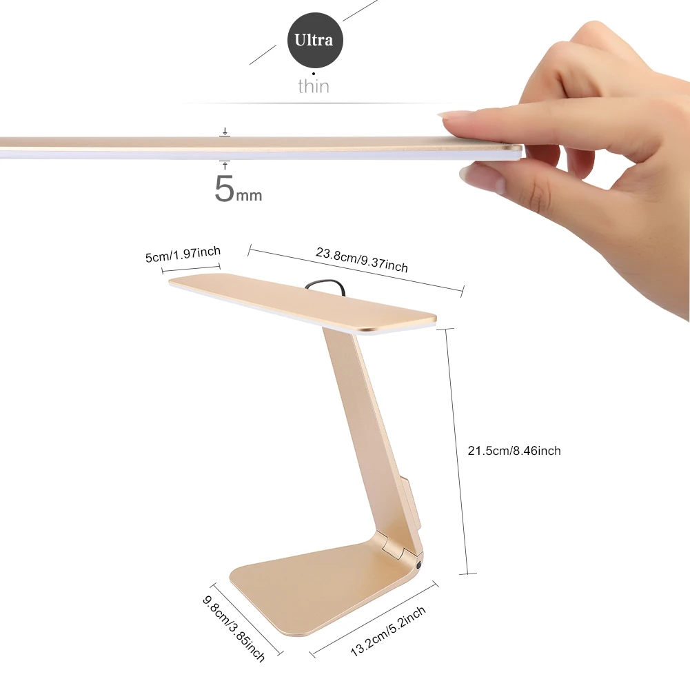 Ультратонкий Светодиодный светильник с затемнением для сенсорного чтения, настольная лампа с USB защитой глаз, Ночной светильник, перезаряжаемые настольные лампы, серебристый/серый/золотистый