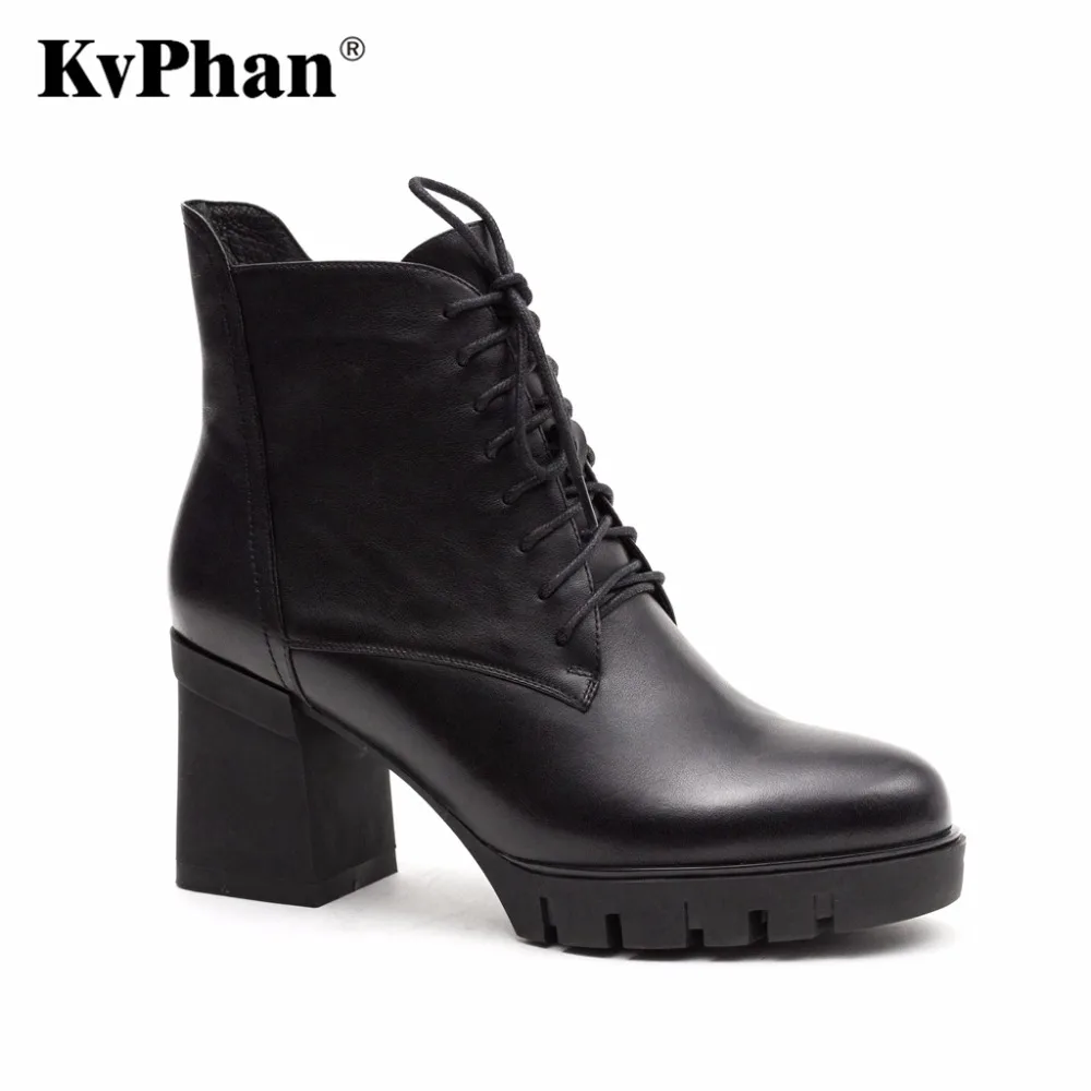 KvPhan New 2017 Fashion Genuine Leather Boots Cowhide ankle boots font b women b font autumn
