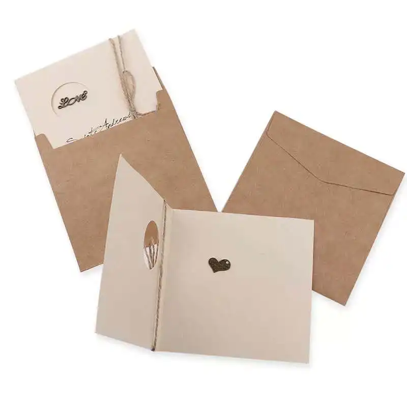 

3 PCS / wedding invitation card creative Vintage birthday greeting card diy small square blessing thank you card with envelopes