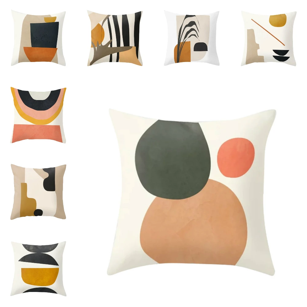 

Lychee Geometric Character Pillow Case Abstract Square 45x45cm Pillow Cover Home Decorative Pillowcase