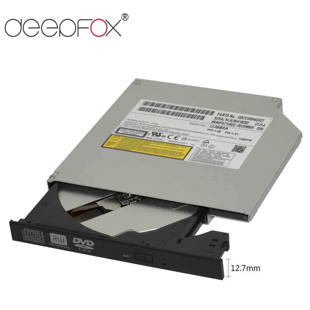 Economici DeepFox 12.7mm DVD ROM Drive Ottico CD DVD ROM CD RW Lettore Burner Slim Lettore Portatile di trasporto libero del Registratore Per Il Computer Portatile Con pannello