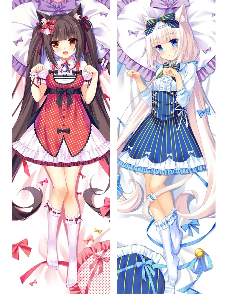 Jogo de anime japonês nekopara chocolate baunilha corpo capa travesseiro capa decorativa waifu fronhas jogar otaku dakimakura caso