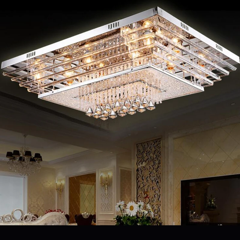 

Modern minimalist living room crystal lamp rectangular ceiling lamp K9 atmosphere LED bedroom dining room lighting led lighting