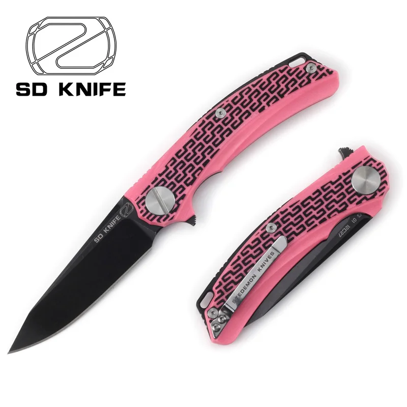 STEDEMON BG01 Флиппер складной нож 12C27 лезвие KVT шарикоподшипник G10 Ручка Кемпинг Охота Открытый выживания Ножи EDC инструменты - Цвет: Pink Stonewash