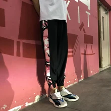 Летние новые Мужская мода прилив High Street камуфляж Правописание связаны ноги штаны Свободные Повседневное упругие талии брюки M-2ZL