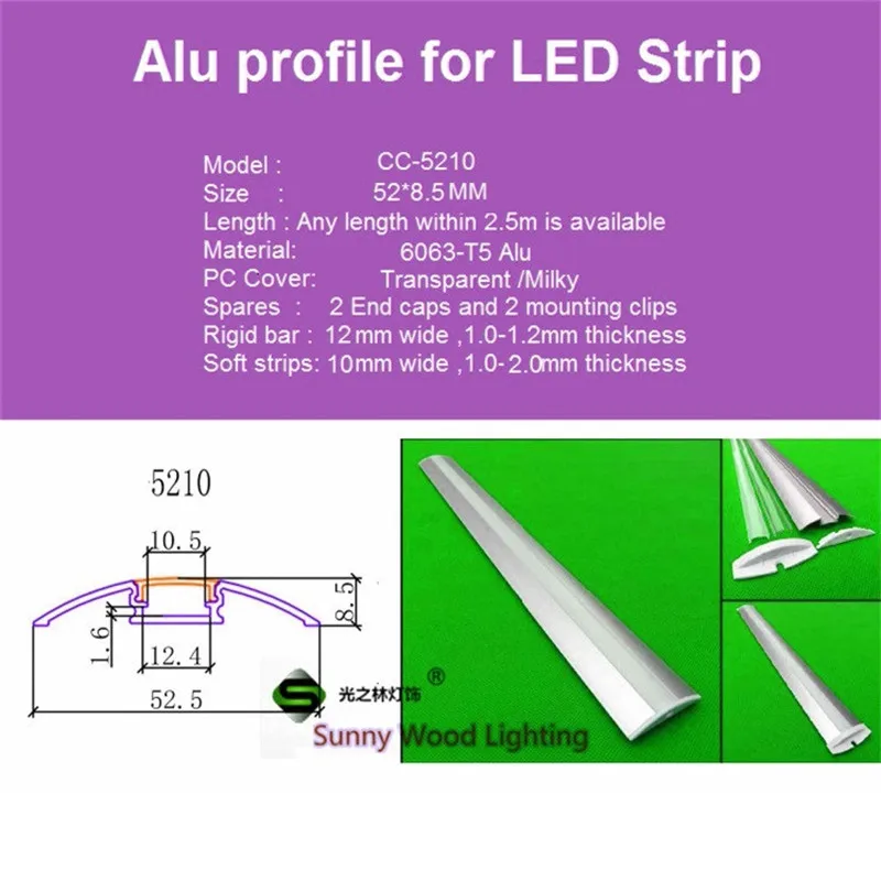 10 шт./лот 1 м широкий край светодиодный алюминиевый профиль для светодиодной ленты с молочным/прозрачным покрытием 5630 12 мм pcb с фитингами