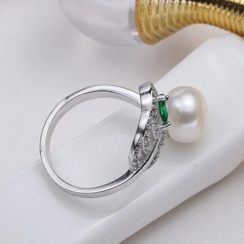 ASHIQI Настоящее серебро 925 проба Кольцо женское для женщин 8-9 мм натуральный пресноводный жемчуг ювелирные изделия