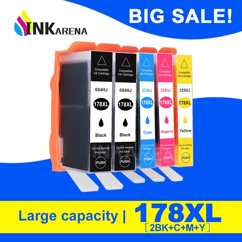 5 Pcs Compatible Ink Cartridge For Hp 178 Xl For Hp178 Photosmart 5510