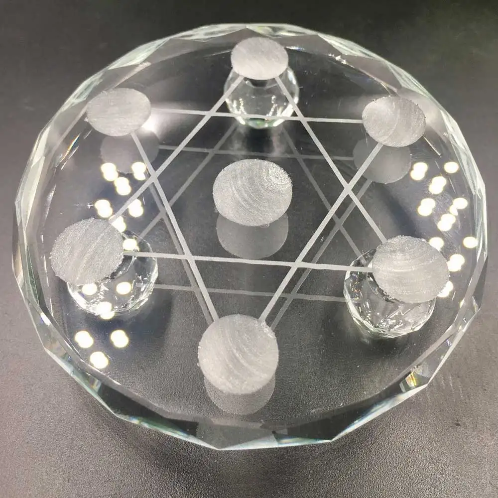 

8cm Glass Seven Star Array New 7 Star Plate Asian Quartz Crystal Healing Ball Sphere Stand Home Decoration Ornaments Gifts