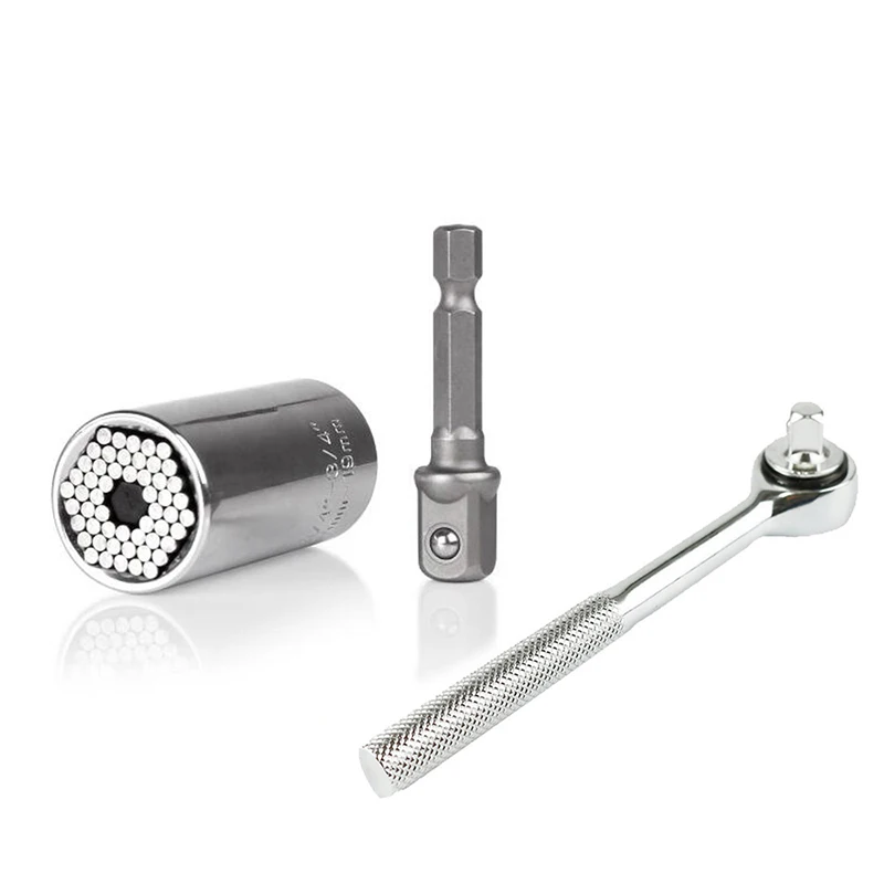 

Multi-function Wrench Bushing Set 7-19MM Magic Spanner Grip Wrench Universal Socket Ratchet