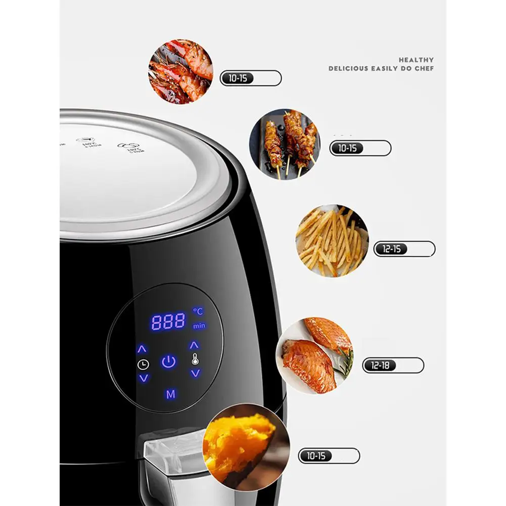 Adoolla 220V 3.8L Household Intelligent Touch Screen Smoke-Free Electric Fryer