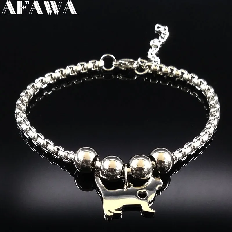 Новая мода Кот очаровательыне нержавеющие браслет для женщин серебряные браслеты и браслеты ювелирные изделия gato pulseras mujer moda B1800