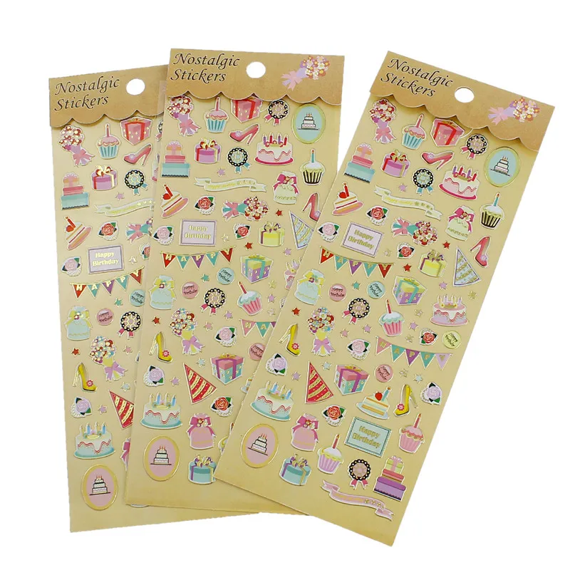 

Easter PVC DIY Decorative Paper Scrapbook Stickers Cake At Random Mixed Pattern For Birthday Party Decoration Gift Packing 2PCs