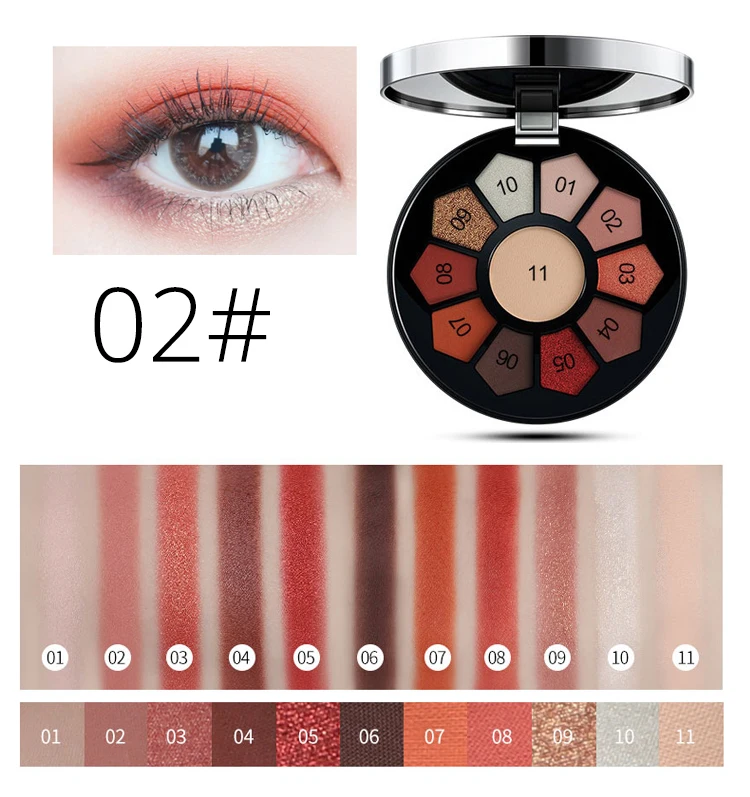 ZEESEA beauty Makeup палитра теней для век стойкие блестящие водостойкие тени для век Профессиональный макияж полный 11 цветов 14,5 г