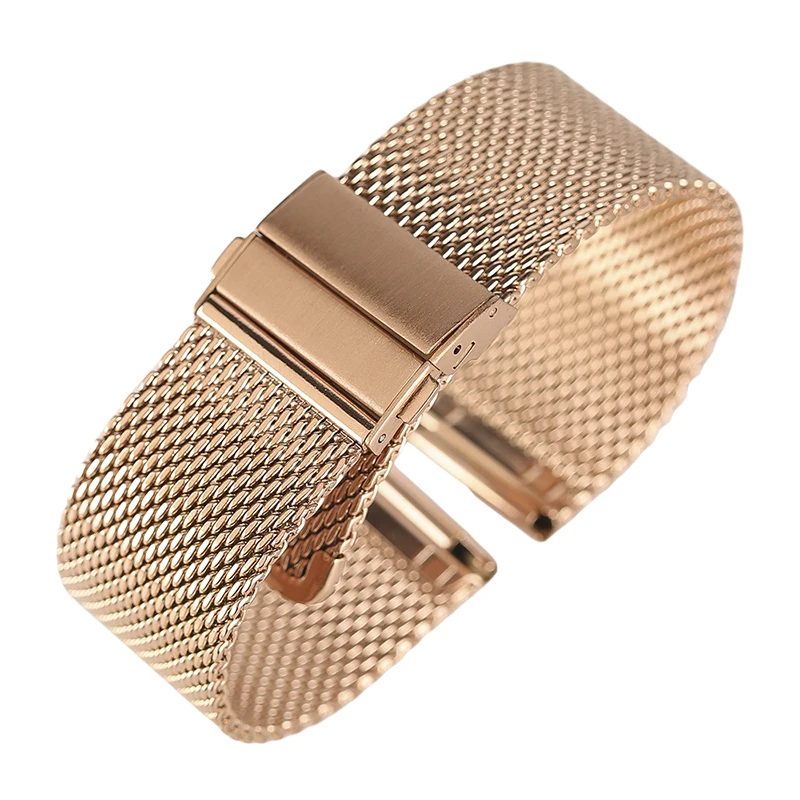 18mm/20mm/22mm Luxury Rose Gold Watch Band Hook Buckle Stainless Steel