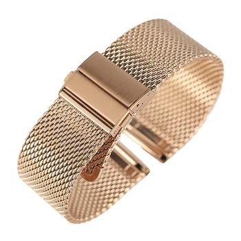 

18mm/20mm/22mm Luxury Rose Gold Watch Band Hook Buckle Stainless Steel Rose Mesh Band Strap Gifts