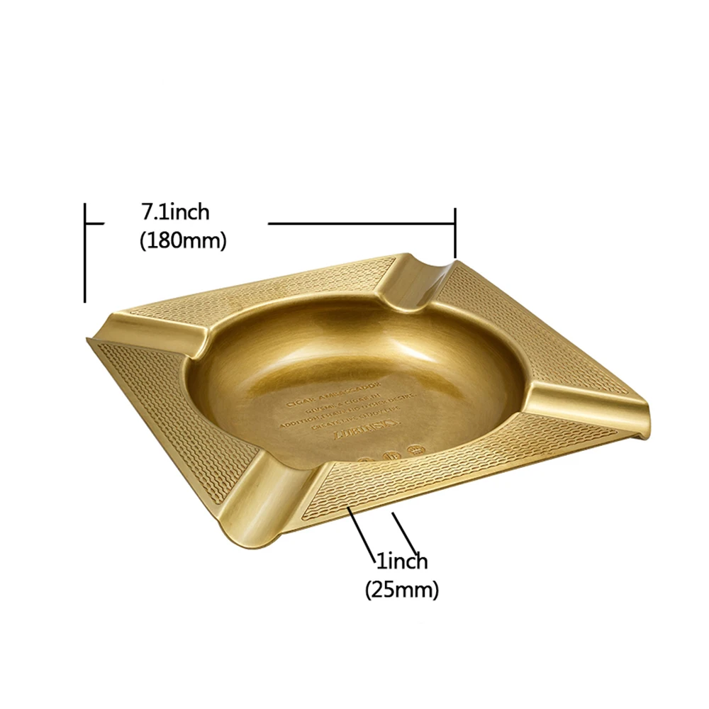 LUBINSKI пепельница для сигар для дома и офиса, Большая квадратная латунная пепельница, Высококачественная портативная пепельница для сигар, аксессуары для сигар
