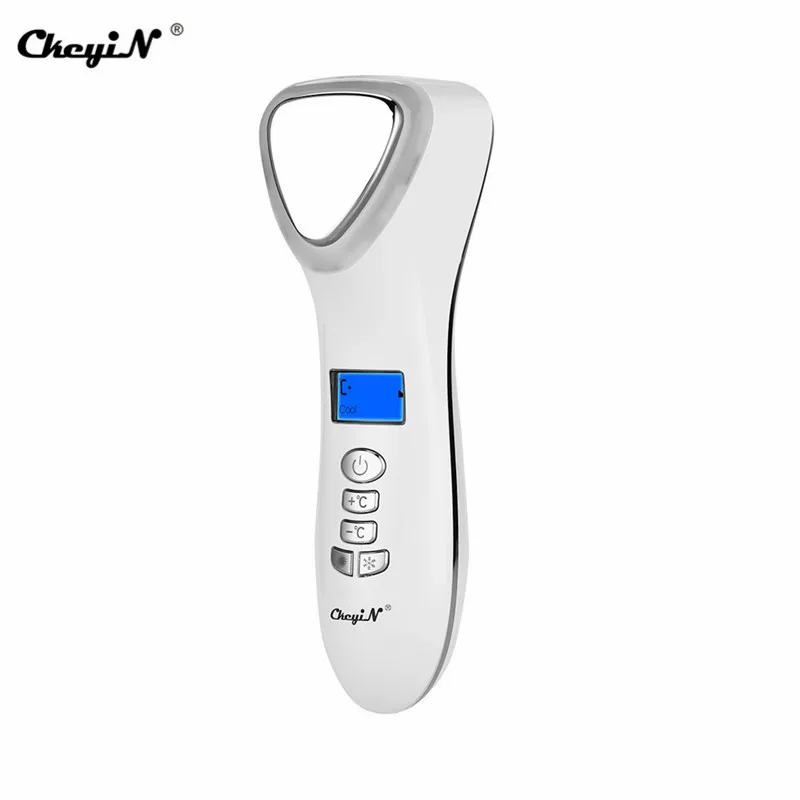 Cuidados com a Pele Dispositivo da Beleza Ckeyin Quente Frio Martelo Rosto Massageador Vibração Ultra-sônica Led Luz Fóton Limpeza Profunda Facial Purificador & 19 facial purificador cuidados com a pele dispositivo da beleza