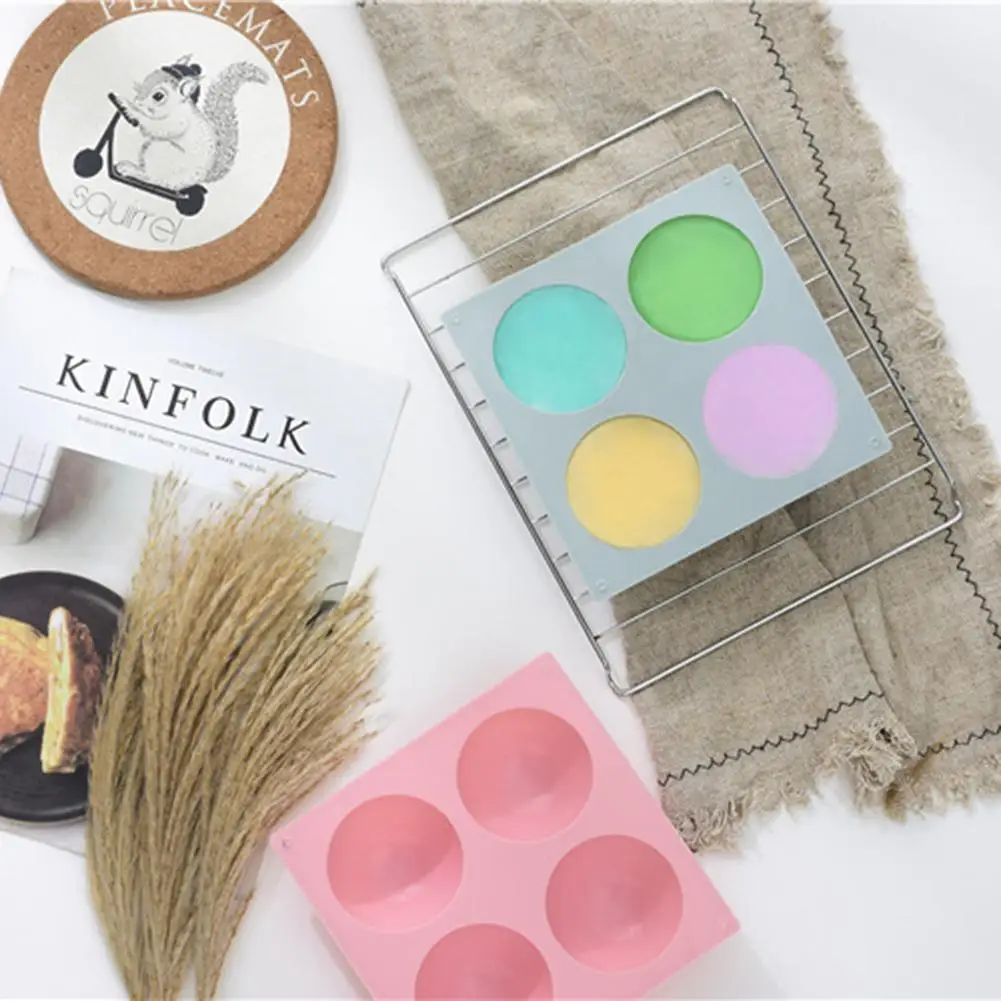4-Grid Semi-Circular Chocolate Silicone Mould Mini Cake DIY Baking Tool Ice Cube Fondant Biscuit Cookie Handmade Soap Clay | Дом и сад