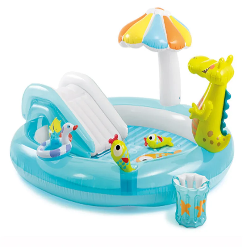 inflatable family baby mushroom pool with water slide (3)