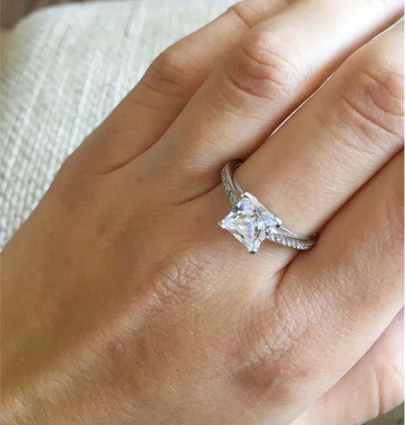 Yanhui роскошь принцесса Твердые 925 пробы Серебряное кольцо Свадебные обручальные аксессуары кубический цирконий ювелирные изделия кольца для женщин JZ027