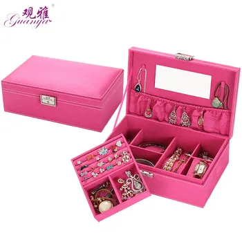 

Wholesale Princess European Wooden Jewelry Box Cosmetic Box Storage Box With Mirror Jewelry Hook Holder Jewelry Box 5 Color