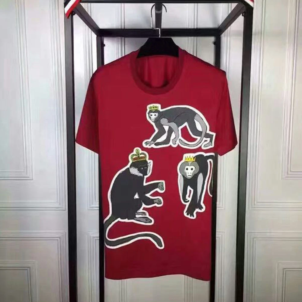 New Summer Animal Embroidery Men T shirt Brand Clothing