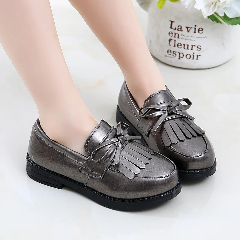

Spring Autumn Kids Leather Wedding Dress Shoes For Girls Brand Children Black Wedding Shoes Boys Formal Wedge Sneakers Flat