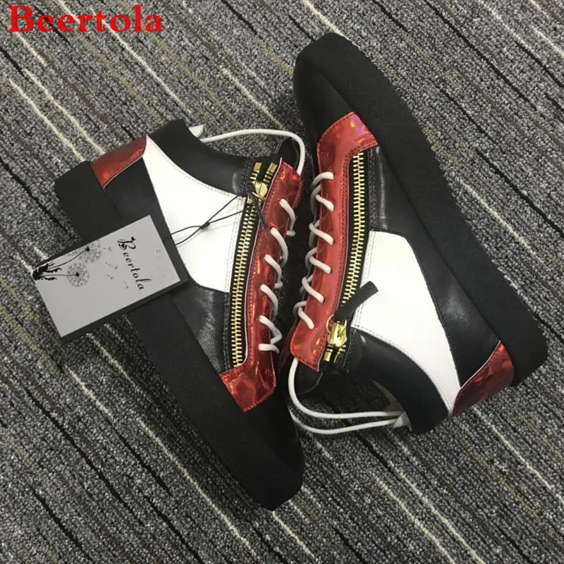 

Men Sneakers Luxury Design Lace Up Round Toe Mixed Color Casual Flats For Men High Top Male Dress Shoes Heavy Bottom Chaussures