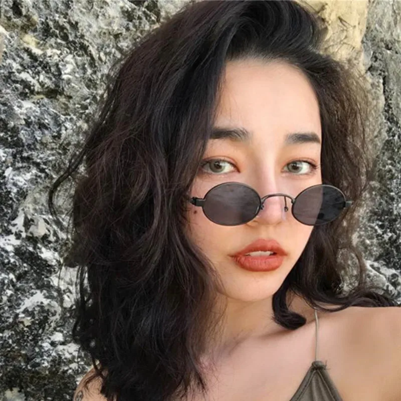 

Fashion Women Sunglasses Luxury Brand Designers Vintage Small Oval Retro Sun Glasses For Women eyewear