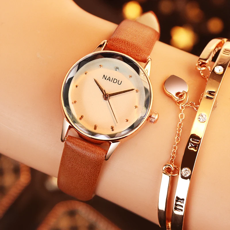 

Luxury Brand Women Watches Casual Diamond Starry Sky Rhinestone Watches Leather Pointer watch Gift For ladies reloj de mujer