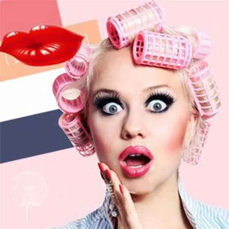 12 PCS Plastic Clamp Hair Rollers Hairdressing Curler Soft Tool Cling